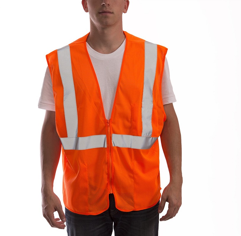 Job Sight Class 2 Zip-Up Mesh Vest in Flourescent Orange